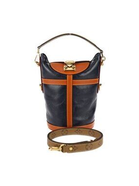 Louis Vuitton Duffle Leather Monogram Reverse Navy Brown Gold 2-Way Shoulder Bag